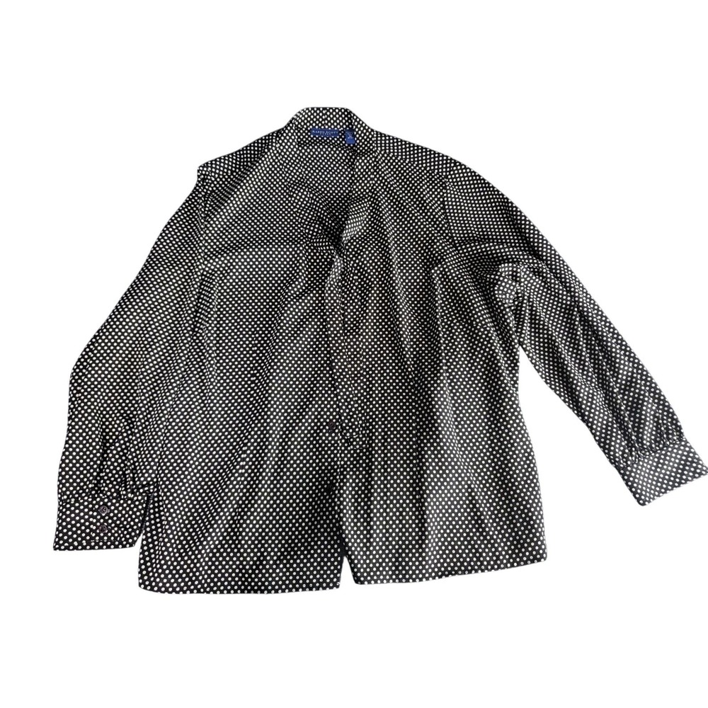 Karen Scott Womens Sz 3XL Plus Size Polkadot Long Sleeved Blouse Casual Workwear